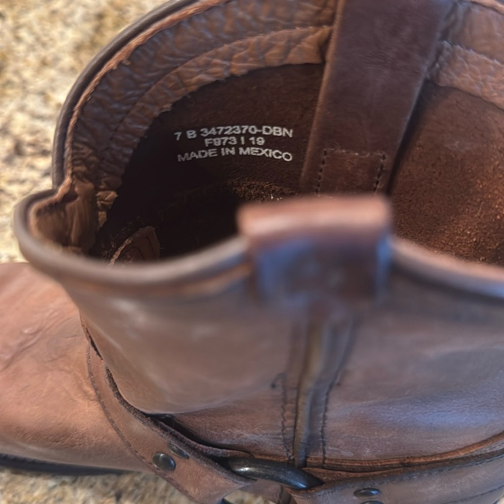 Frye Brown Leather Ankle Booties with Western Style - Picture 5 of 8